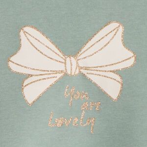 Sweatshirt in effen fleece met Love print voor babymeisje 