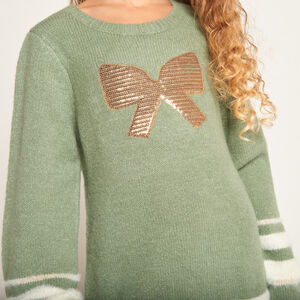 Robe manches longues en tricot avec sequins fantaisie pour fille  