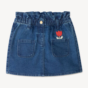 Denim rok met tulpenborduring voor babymeisjes 