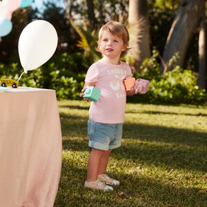 T-shirt met korte mouwen en fantasieprint voor babymeisjes 