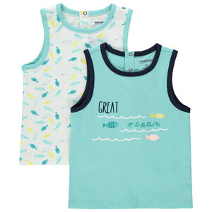 Lot de 2 débardeurs imprimé/uni à print fantaisie 