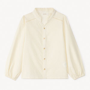 Blouse unie en toile armurée pour fille 