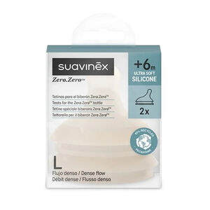 Set van 2 siliconenspenen Zero.Zero anti-koliek snelle doorstroming L light Suavinex 