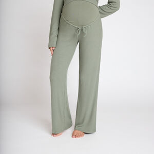 Set pyjama zwangerschap in effen geribbelde stof 