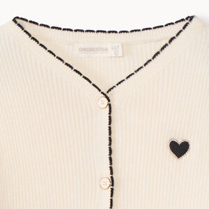 Gilet en tricot côtelé avec patch cœur pour fille 