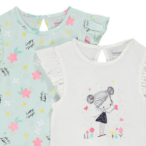 Lot de 4 t-shirts manches courtes volantées en jersey pour bébé fille 