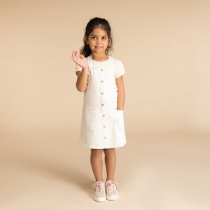 Robe salopette uni en denim avec poches fille 