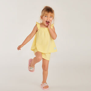 Tweeledig set met tuniek + korte broek van uni fantasie stof voor babymeisjes 