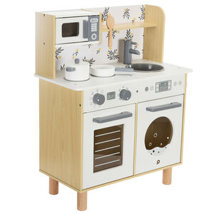 Uitgeruste houten keuken speelgoed voor creatief rollenspel 