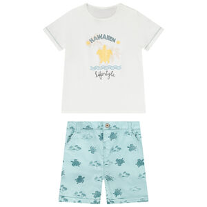 Set van 2 stukken in jersey print Hawaii voor baby jongen 