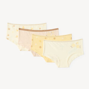 Set van 4 meisjesboxershorts met bloemen en glansboord 