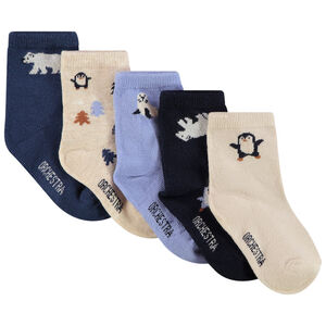 Lot de 5 paires de chaussette Animaux Arctiques pour bébé garçon 