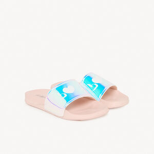 Muiltjes met iriserende band en print Love voor meisjes 