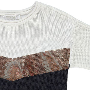 Trui in gebreid colour block effect met pailletten voor meisjes 