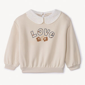 Sweat molleton fantaisie avec col claudine pour bébé fille 