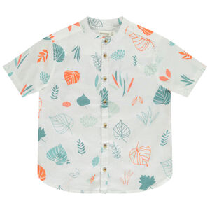 Korte mouwen hemd met Mao-kraag en fantasieprint voor jongen 