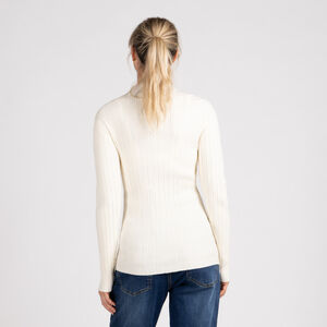 Pull chaussette côtelé à col montant pour femme 