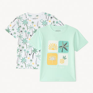 Lot de 2 t-shirts manches courtes imprimés et prints fantaisie pour garçon 