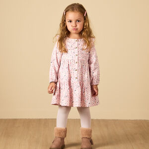 Robe manches longues à volants et imprimé fleurs pour bébé fille 