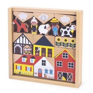 Set de 34 cubes en bois Campagne Cross Roads 