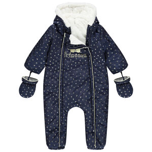 Pilotenpakje met hartjesprint en sherpavoering voor babymeisjes 