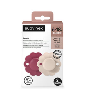 Sucette Wonder silicone Magenta/Chalk 6/18M 2pcs 