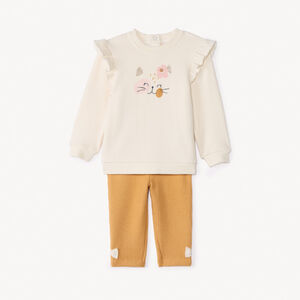 Twee-delig set met kattenmotief voor babymeisjes 