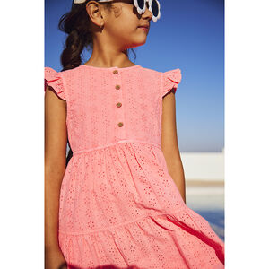 Jurk met korte mouwen en ruches in Engels borduursel voor meisjes 