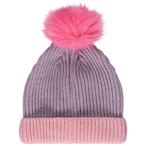 Bonnet à pompon côtelé effet color block fille 
