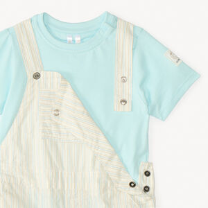 Set van tuinbroek en korte mouwen shirt in effen kleur voor baby jongen 