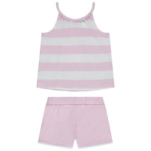Ensemble débardeur rayé fantaisie à sequins + short fille 