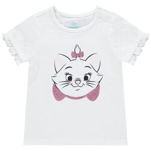 T-shirt manches courtes en coton bio print Marie à sequins Disney 