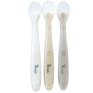 Lot de 3 cuillères silicone doux 3m+ Blanc/Dune/Terracotta 
