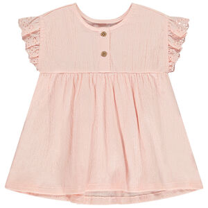 Tuniek korte mouwen geborduurd kreukeffect voor baby meisje 