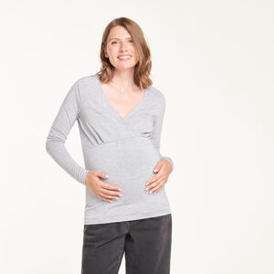 T-shirt met lange mouwen, V-hals voor borstvoeding en zwangerschap 