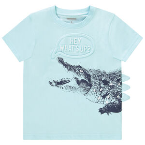 T-shirt met korte mouwen in jersey met reliëfprint jongens 