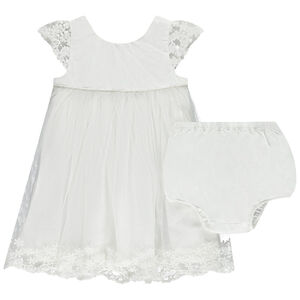 Tweedelig ceremonieel setje jurk + bloomer voor babymeisjes 