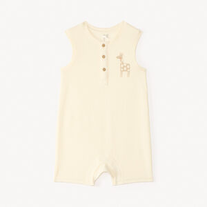 Korte gebreide jumpsuit met giraffeprint voor babyjongen 