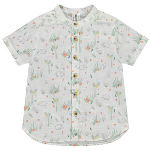 Chemise manches courtes col mao imprimé jungle pour bébé garçon 