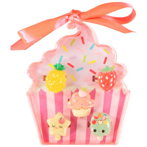 Lot de 5 bagues fantaisie + boîte cupcake fille 