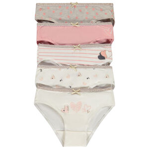 Lot de 5 culottes fantaisie motifs cœurs fille 