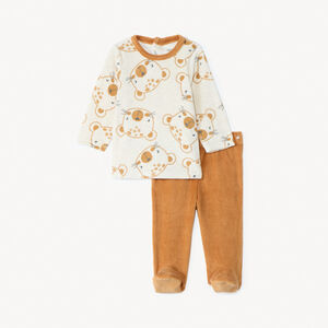 Set pyjama in fluweel met print voor babyjongens, afwerking aangepast aan leeftijd 