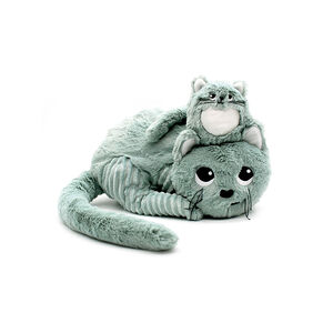 Peluche moyenne/grande Ptipotos maman chat et son bébé menthe  
