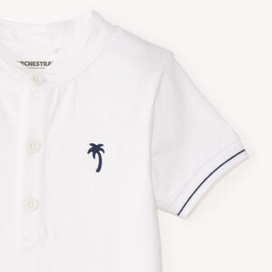 Korte mouw polo met mao-kraag en palmboom borduursel voor babyjongens 