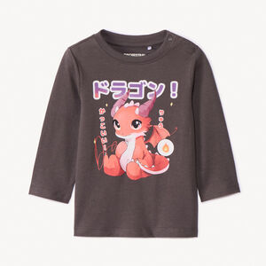 T-shirt manches longues print dragon kawaii pour bébé garçon 