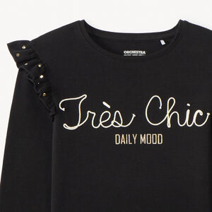 T-shirt met lange mouwen, cording en volant voor meisjes 