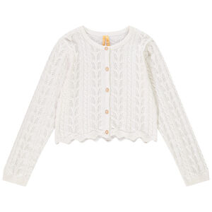 Gilet en tricot ajouré avec jeu de mailles torsadées pour fille 