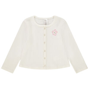 Gilet en maille côtelée broderie fleur pour bébé fille 