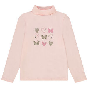 Sous-pull col roulé en jersey print fantaisie pour fille 