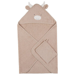 Cape de bain + gant de toilette en éponge Beige 